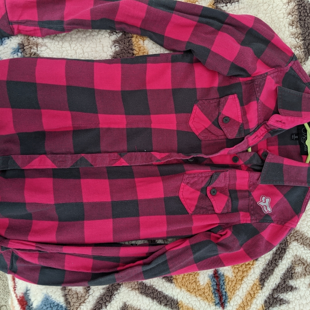 Pink Fix racing plaid top